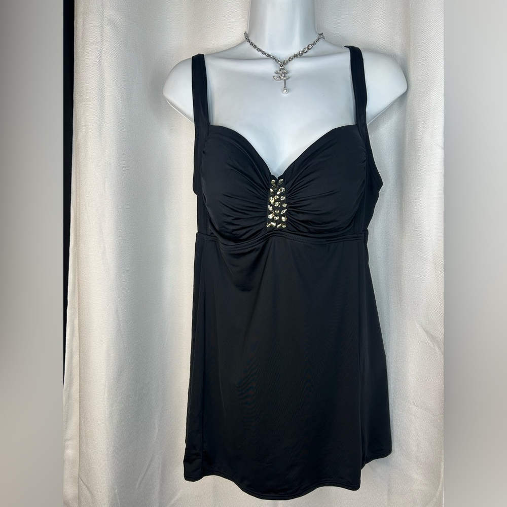 Jantzen Charcoal Swimsuit with Elegant Detail